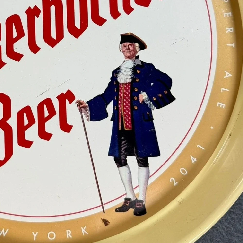 Vintage Knickerbocker Beer Tray New York Famous Ruppert Canco Metal Litho 12 In